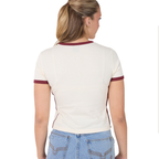 Ringers Western Womens Cowboy Killer Ringer S/S Tee  (225122RW)  Off White/Red