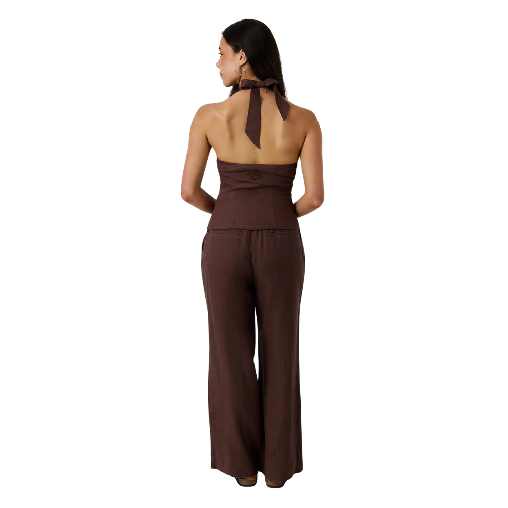 Ringers Western Womens Fallon Linen Halter Top (225178RW)  Chocolate