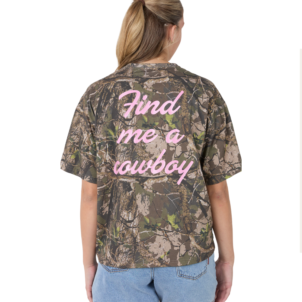 Ringers Western Womens Find Me Oversized S/S Tee  (225125RW)  Camo/Pastel Pink