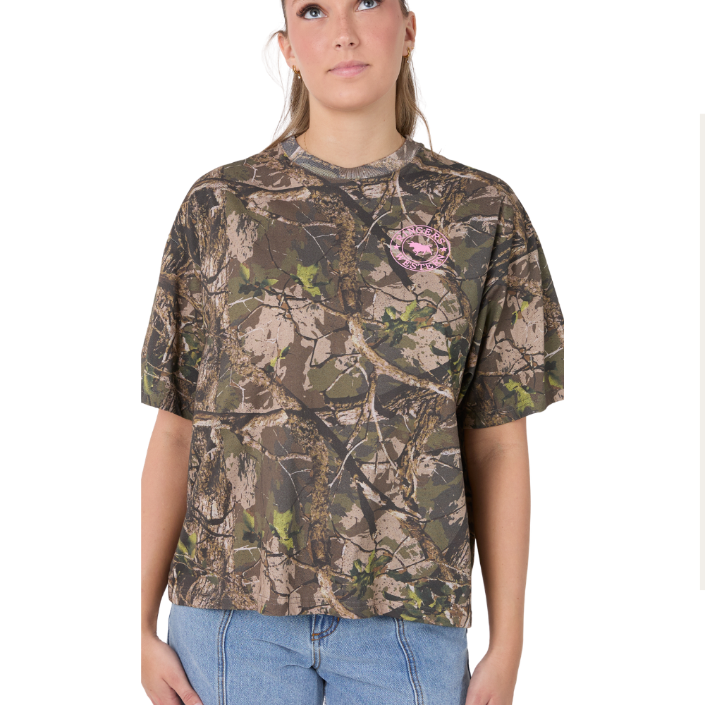 Ringers Western Womens Find Me Oversized S/S Tee  (225125RW)  Camo/Pastel Pink