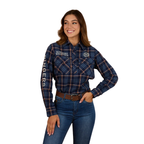 Ringers Western Womens Fingal Half Button L/S Flannel Shirt (224016RW) Dark Blue