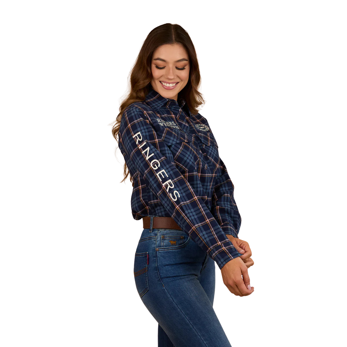 Ringers Western Womens Fingal Half Button L/S Flannel Shirt (224016RW) Dark Blue