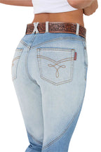 Ringers Western Womens Francesca High Rise Bootleg Jeans (224103RW) Vintage Light Blue/Dark Mid Blue