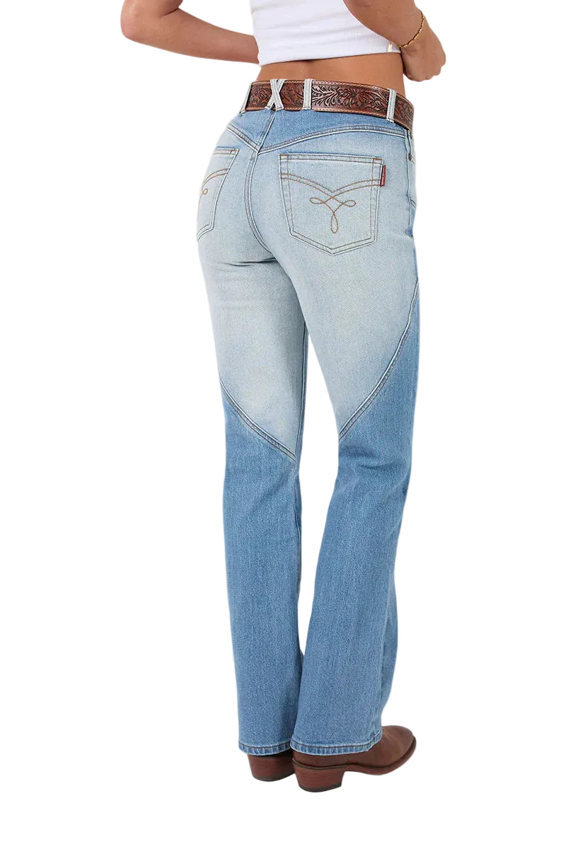 Ringers Western Womens Francesca High Rise Bootleg Jeans (224103RW) Vintage Light Blue/Dark Mid Blue