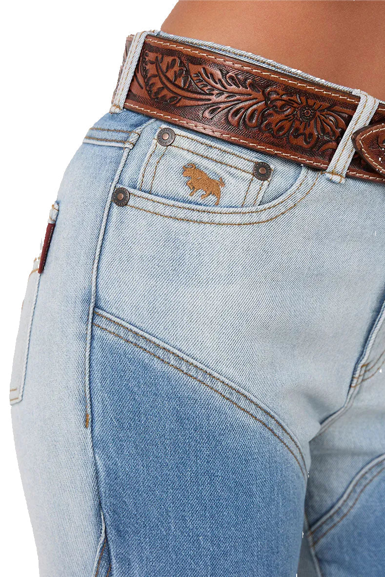 Ringers Western Womens Francesca High Rise Bootleg Jeans (224103RW) Vintage Light Blue/Dark Mid Blue