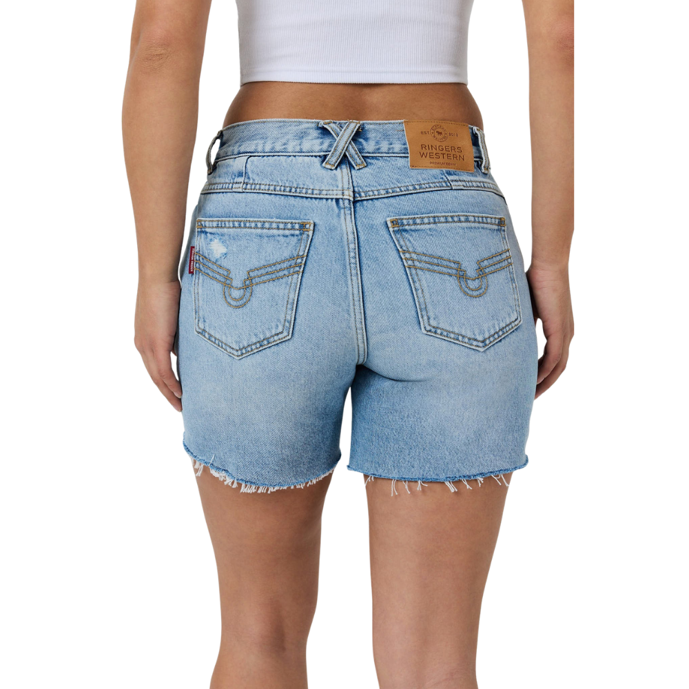 Ringers Western Womens Hailey Mid Rise Classic Shorts (225161RW)  Vintage Light Blue