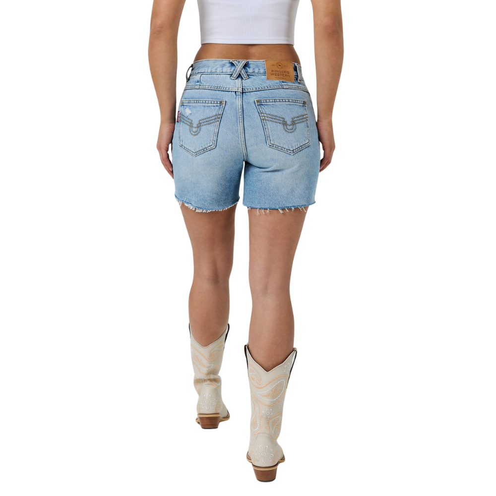 Ringers Western Womens Hailey Mid Rise Classic Shorts (225161RW)  Vintage Light Blue
