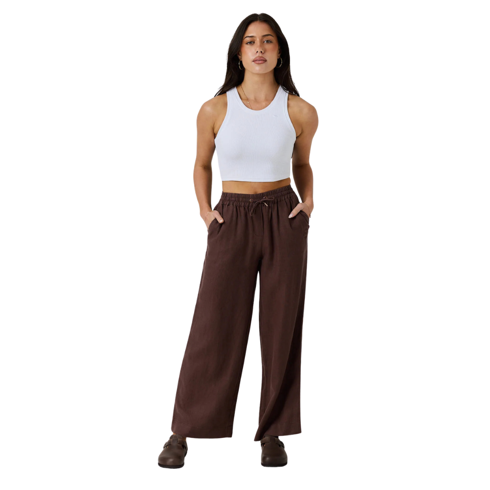 Ringers Western Womens Hattie Linen Drawstring Pants (225180RW)  Chocolate