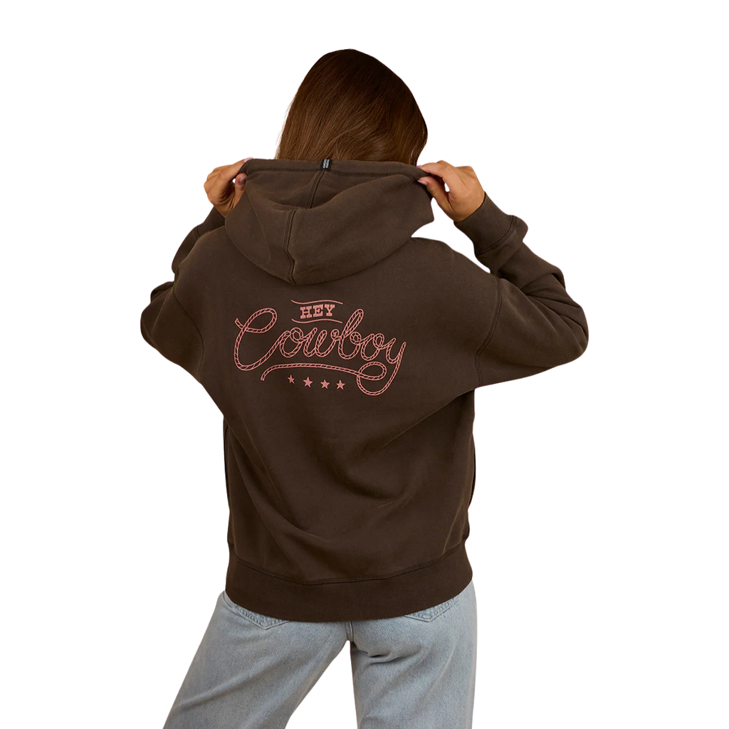 Ringers Western Womens Hey Cowboy Oversized Pullover Hoodie (225036RW) Charcoal
