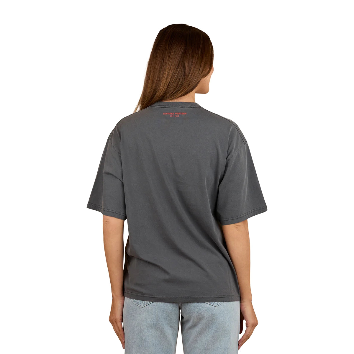 Ringers Western Womens Hey Cowboy Oversized S/S Tee (225056RW) Washed Black