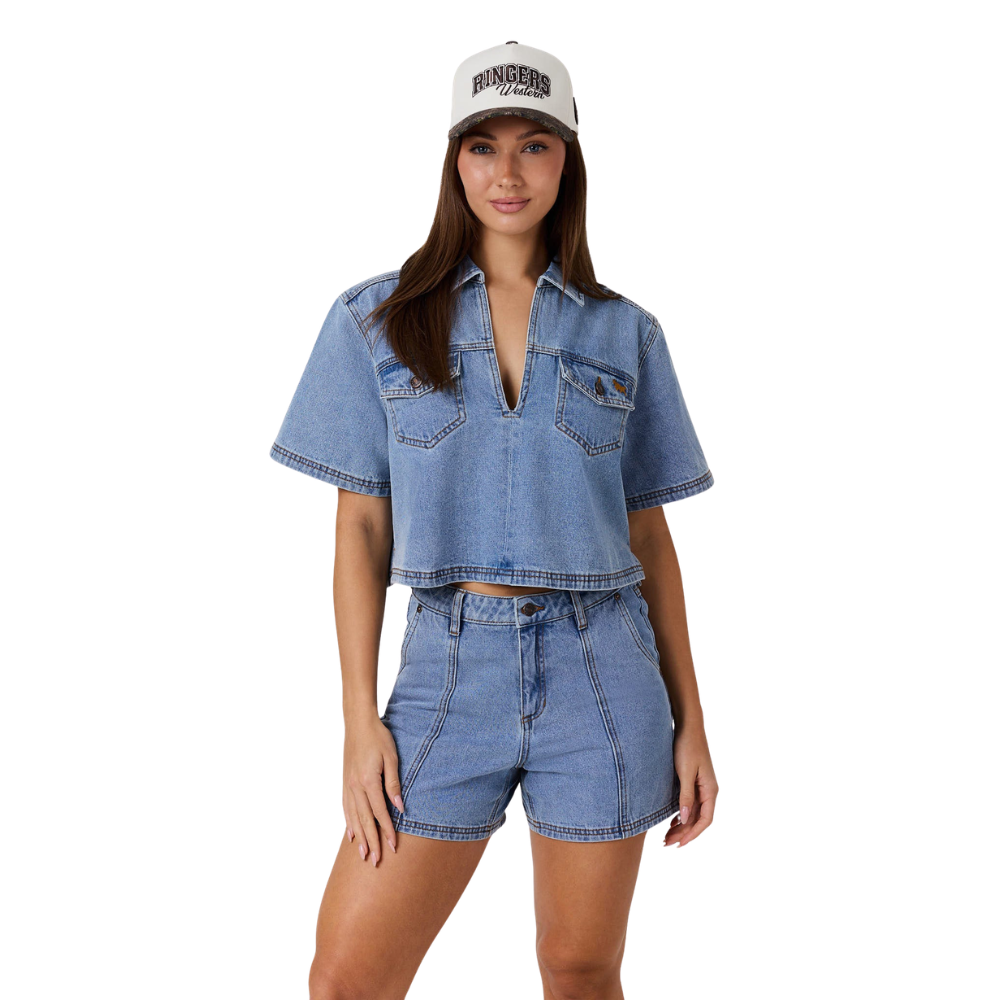 Ringers Western Womens Iris Outback Denim Shorts (225228RW) Light Blue