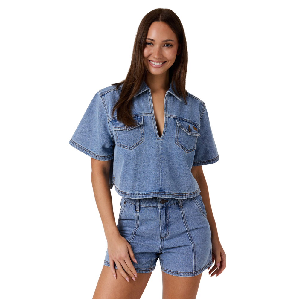 Ringers Western Womens Iris Outback Denim Top (225227RW) Light Blue