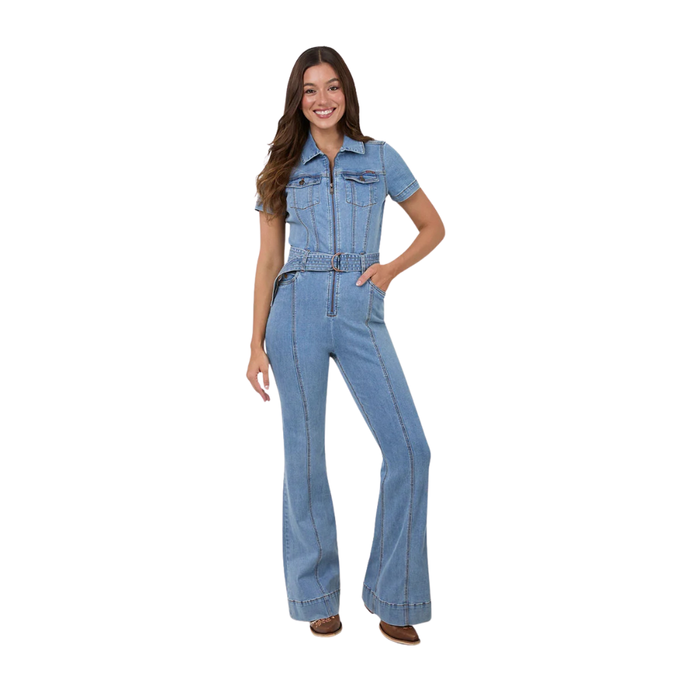 Ringers Western Womens Jazmine Bootleg Jumpsuit (225107RW)  Light Blue