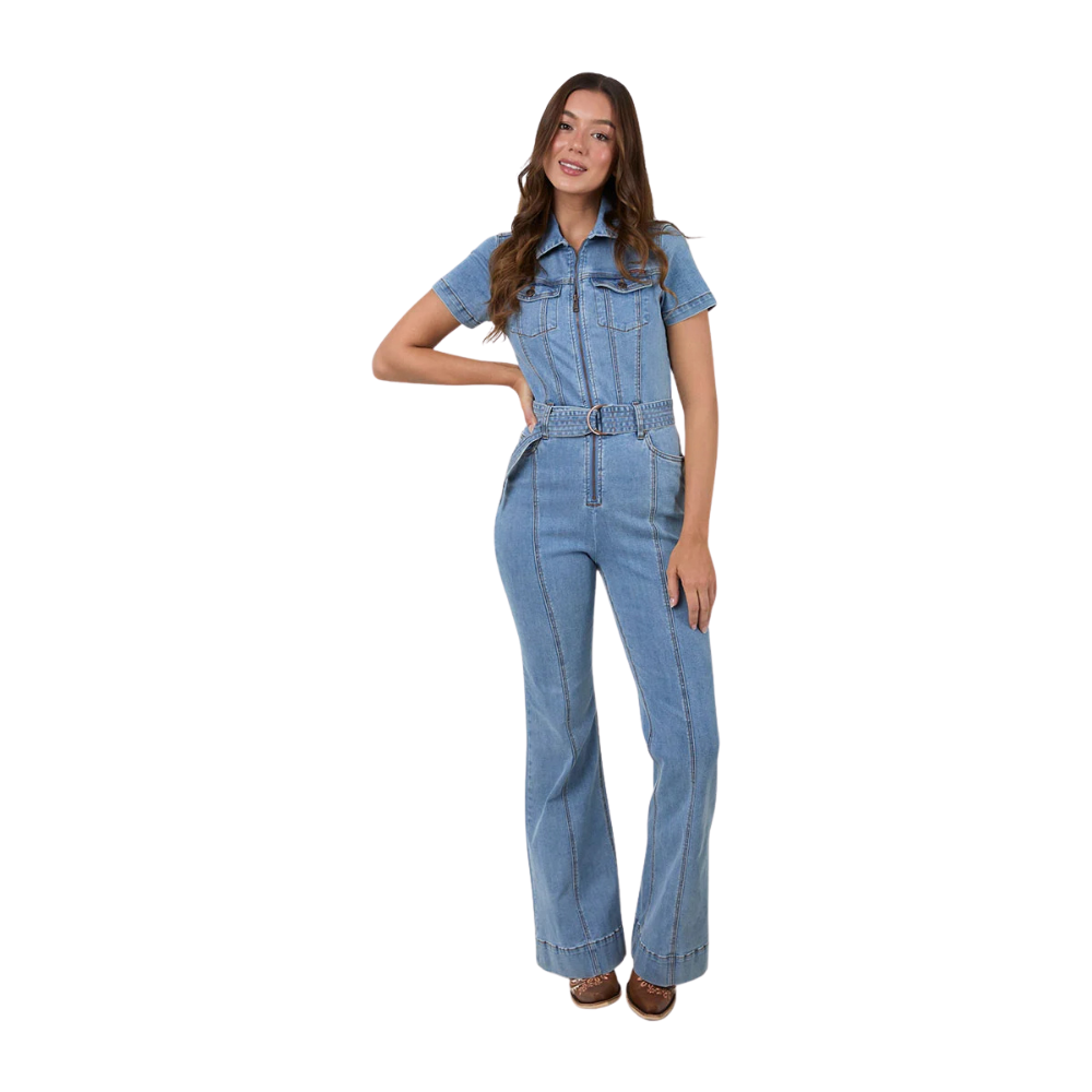 Ringers Western Womens Jazmine Bootleg Jumpsuit (225107RW)  Light Blue