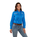 Ringers Western Womens Jillaroo Full Button Embroidered Work Shirt (218110002) Blue