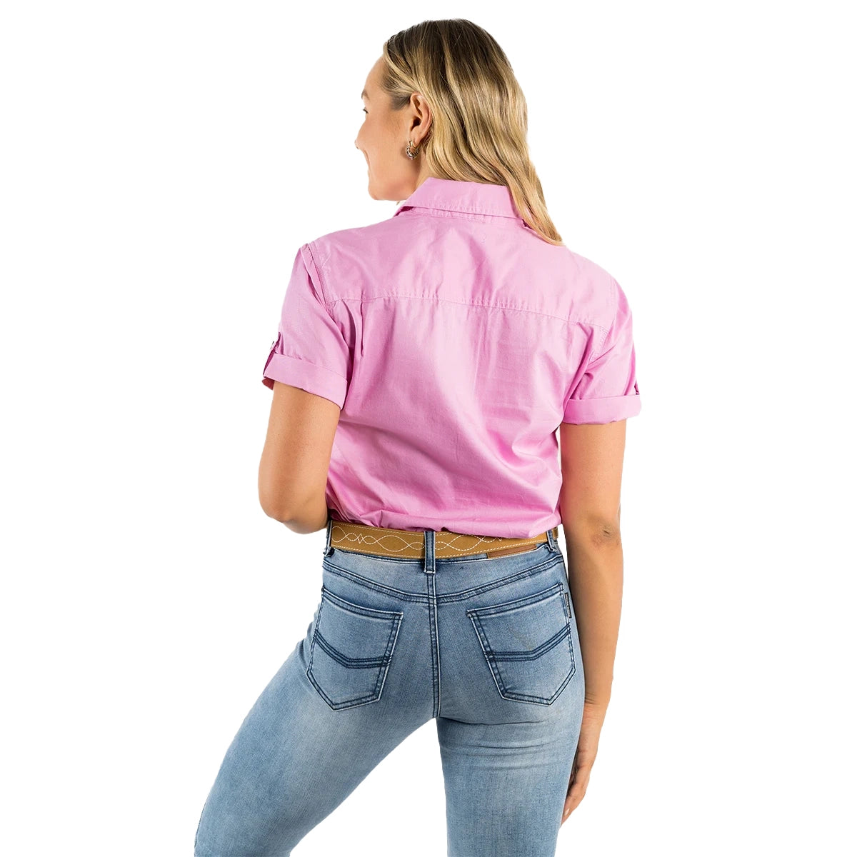 Ringers Western Womens Jules Full Button S/S Work Shirt (221089RW) Pastel Pink