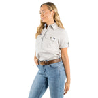 Ringers Western Womens Jules Half Button S/S Work Shirt (220210420) Beige