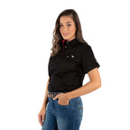 Ringers Western Womens Jules Half Button S/S Work Shirt (220210420) Black/Melon