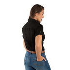 Ringers Western Womens Jules Half Button S/S Work Shirt (220210420) Black/Melon