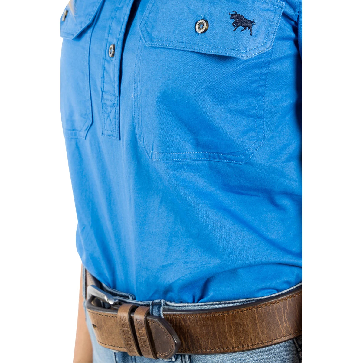 Ringers Western Womens Jules Full Button S/S Work Shirt (221089RW) Blue
