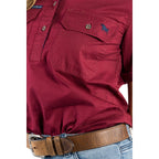Ringers Western Womens Jules Half Button S/S Work Shirt (220210420) Burgundy