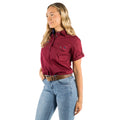 Ringers Western Womens Jules Half Button S/S Work Shirt (220210420) Burgundy