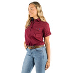 Ringers Western Womens Jules Half Button S/S Work Shirt (220210420) Burgundy