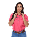 Ringers Western Womens Jules Half Button S/S Work Shirt (220210420) Melon