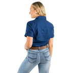 Ringers Western Womens Jules Half Button S/S Work Shirt (220210420) Navy