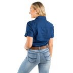 Ringers Western Womens Jules Full Button S/S Work Shirt (221089RW) Navy
