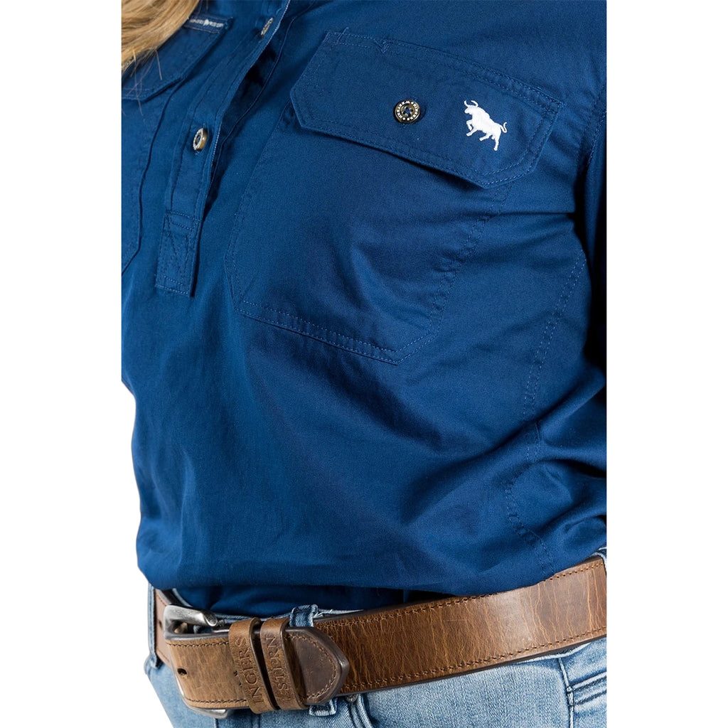 Ringers Western Womens Jules Full Button S/S Work Shirt (221089RW) Navy