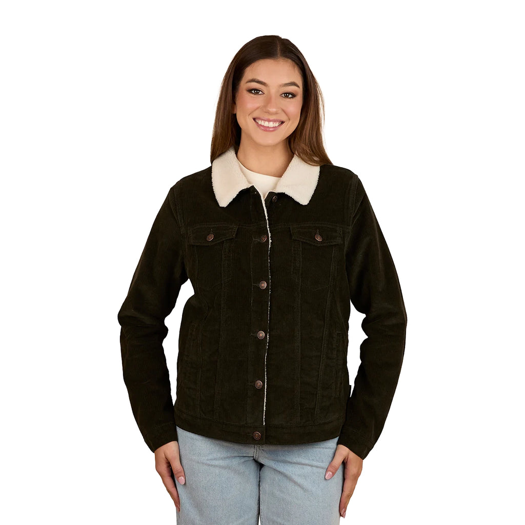 Ringers Western Womens Killawarra Corduroy Jacket (220211801) Olive Buttoned