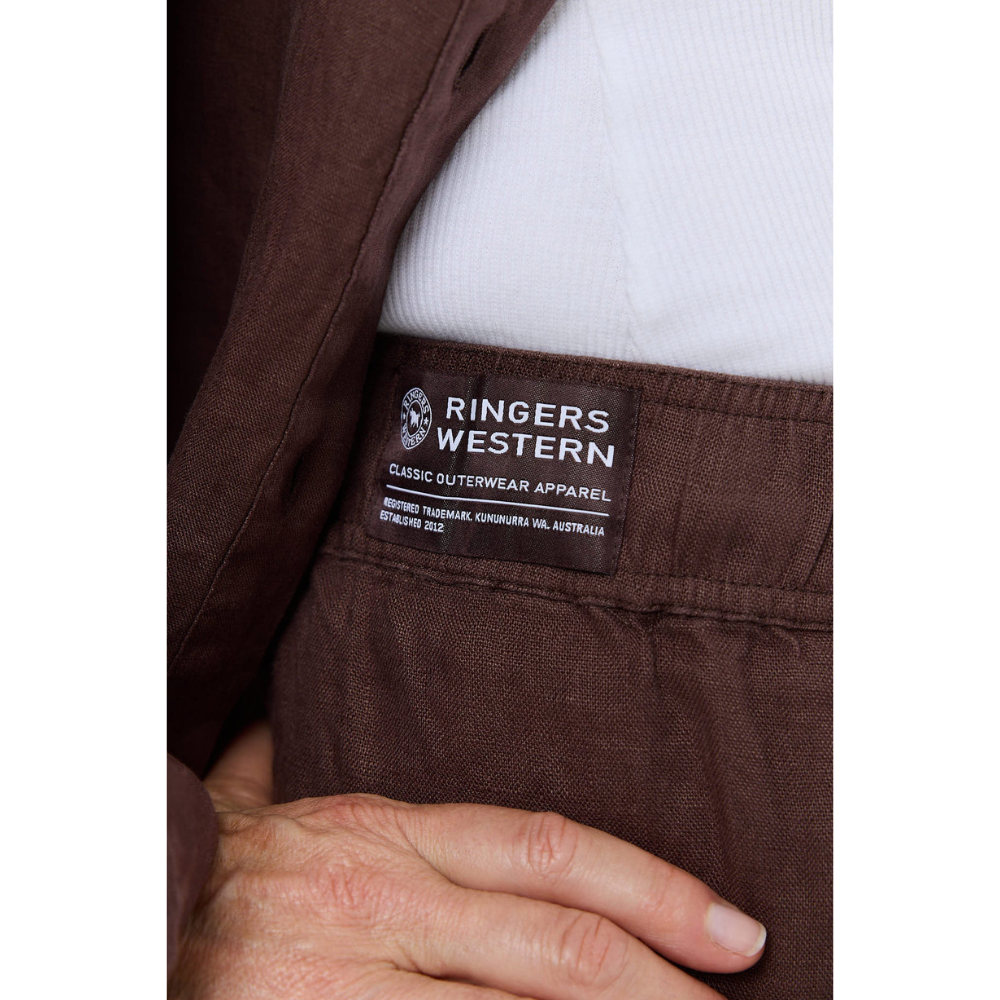 Ringers Western Womens Kinsley Linen Drawstring Shorts (225179RW) Chocolate