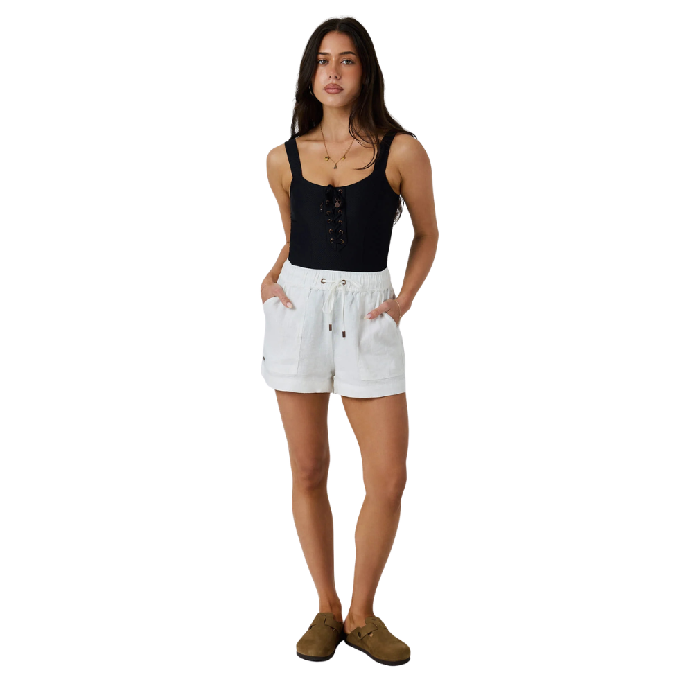 Ringers Western Womens Kinsley Linen Drawstring Shorts (225179RW)  White