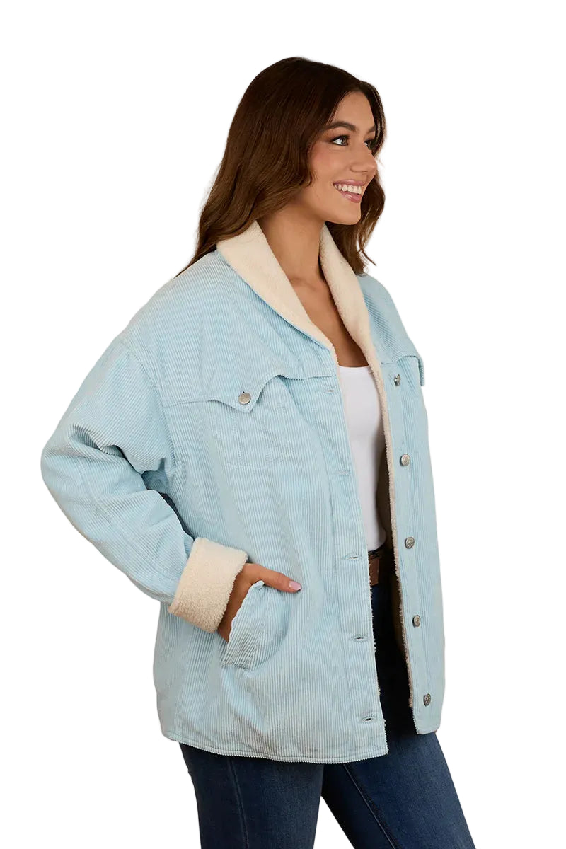 Ringers Western Womens Lacey Sherpa Jacket (223031RW) Ice Blue