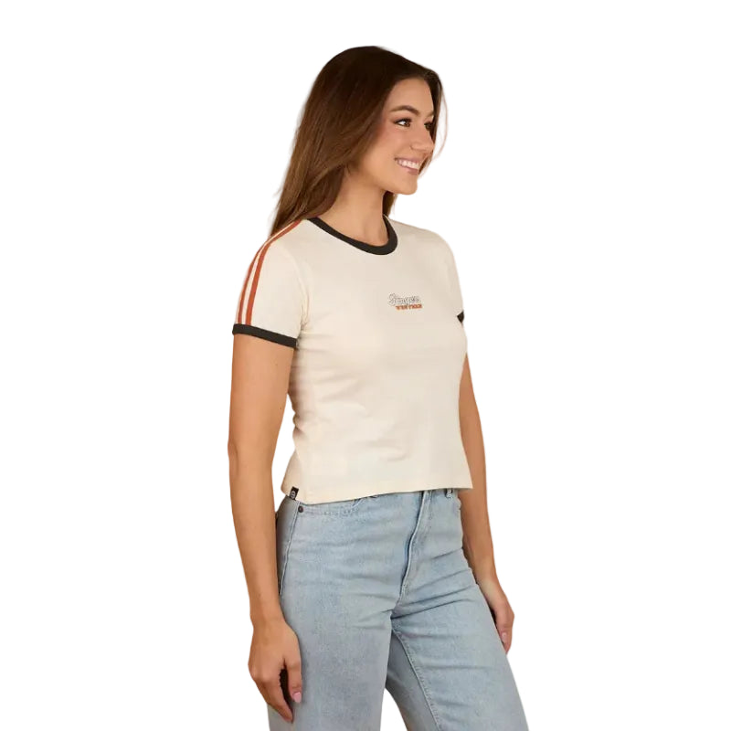 Ringers Western Womens Mae Ringer S/S Tee (225060RW) Off White/Orange