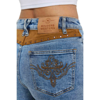 Ringers Western Womens Nashville Faux Suede Trim Shorts (225130RW)  Mid Blue