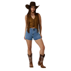 Ringers Western Womens Nashville Faux Suede Trim Shorts (225130RW)  Mid Blue