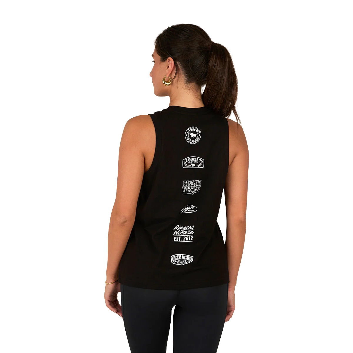 Ringers Western Womens Park Run Active Muscle Tank (225016RW) Black