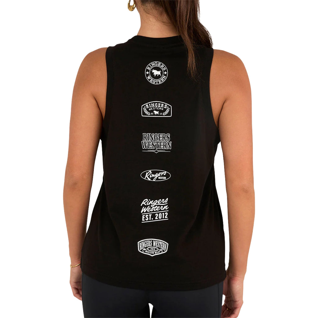 Ringers Western Womens Park Run Active Muscle Tank (225016RW) Black