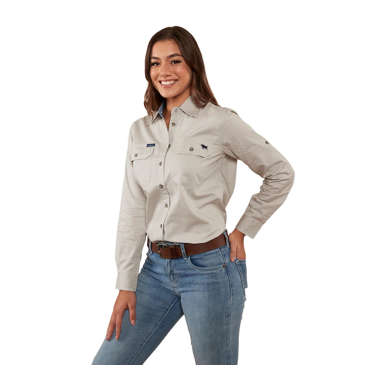 Ringers Western Womens Pentecost River Full Button L/S Work Shirt (171210001) Beige