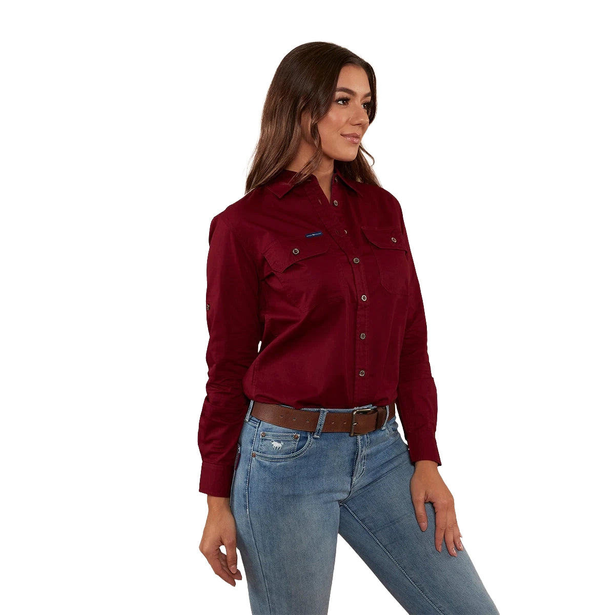 Ringers Western Womens Pentecost River Full Button L/S Work Shirt (171210001) Burgundy