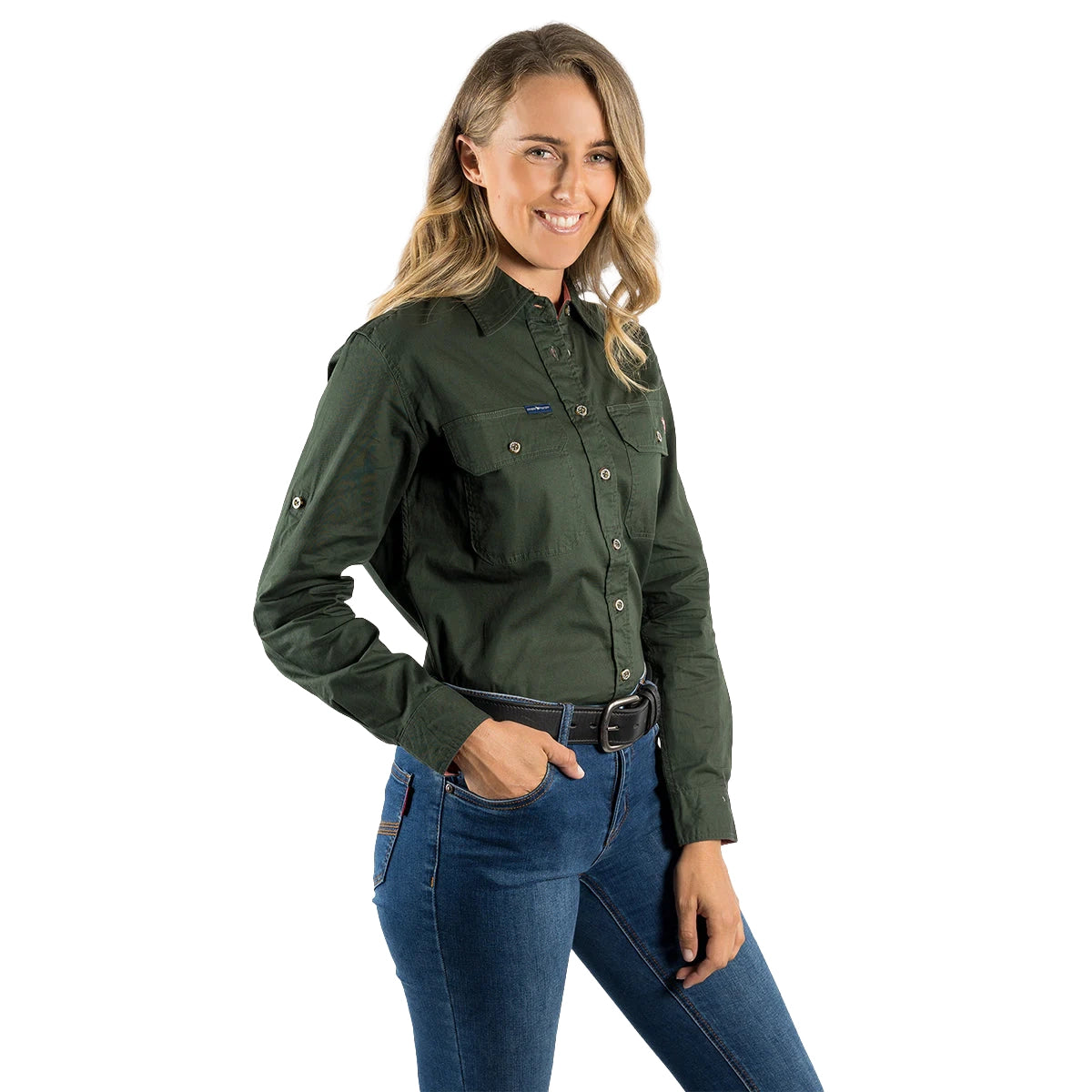 Ringers Western Womens Pentecost River Full Button L/S Work Shirt (171210001) Cargo Khaki