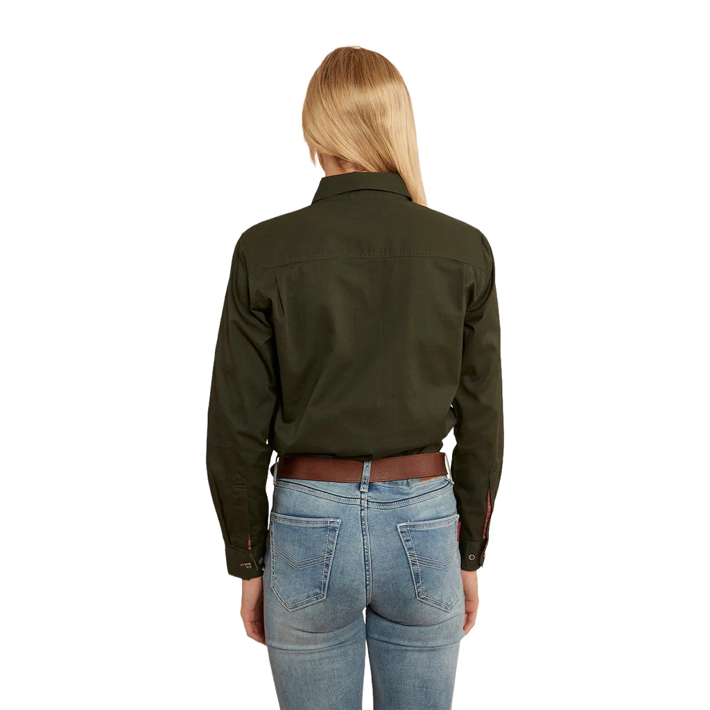 Ringers Western Womens Pentecost River Half Button L/S Work Shirt (171210002) Cargo Khaki