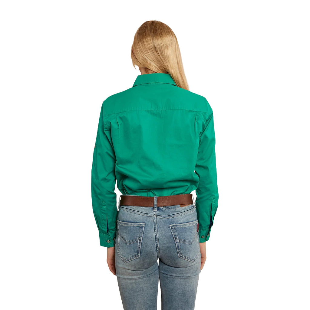 Ringers Western Womens Pentecost River Half Button L/S Work Shirt (171210002) Green