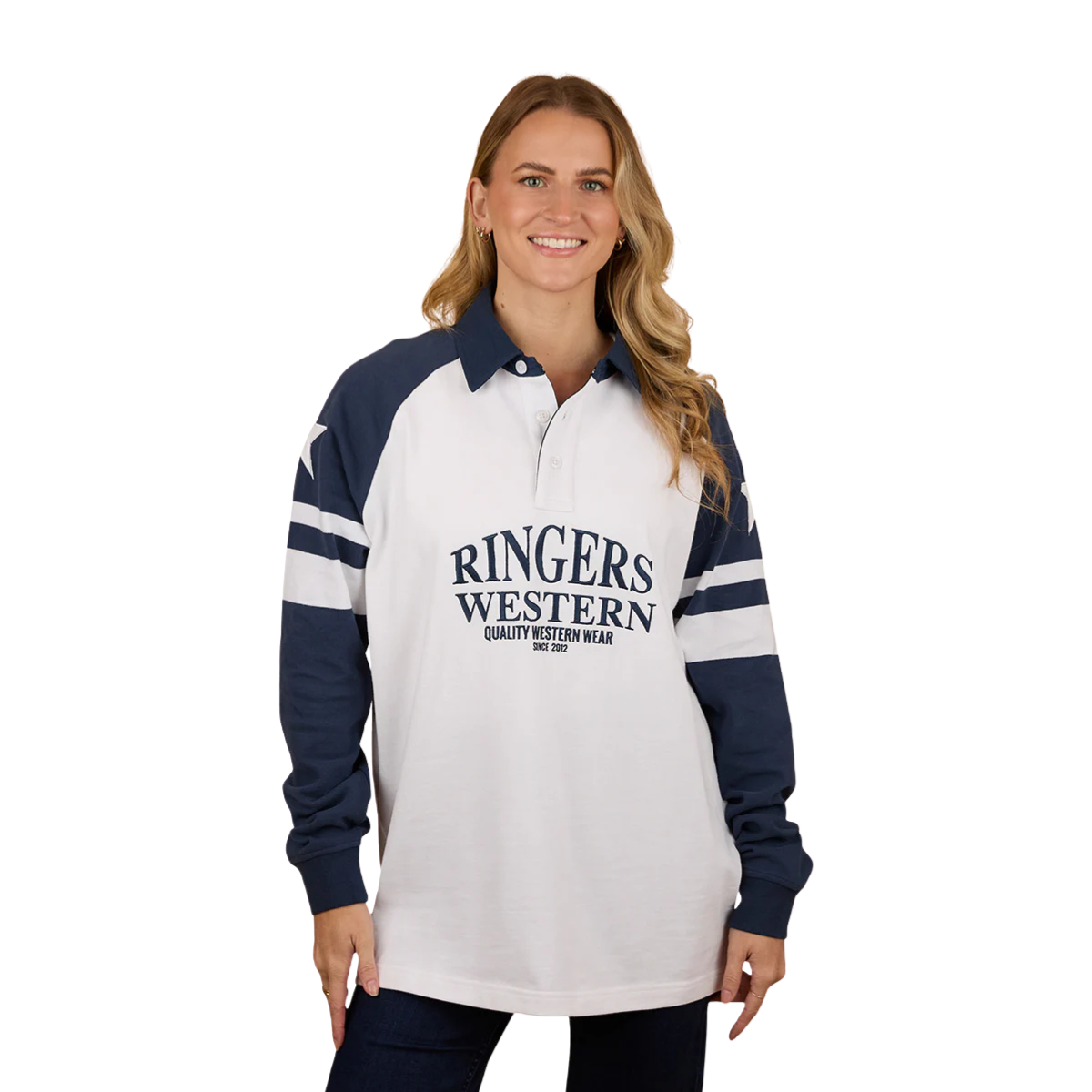 Ringers Western Womens Player Oversized Rugby (225079RW) White/Navy