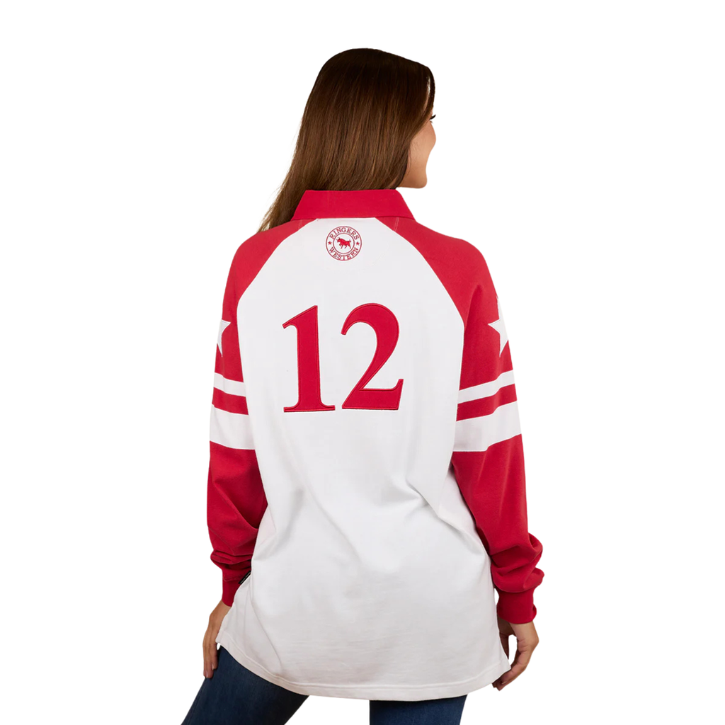Ringers Western Womens Player Oversized Rugby (225079RW) White/Red