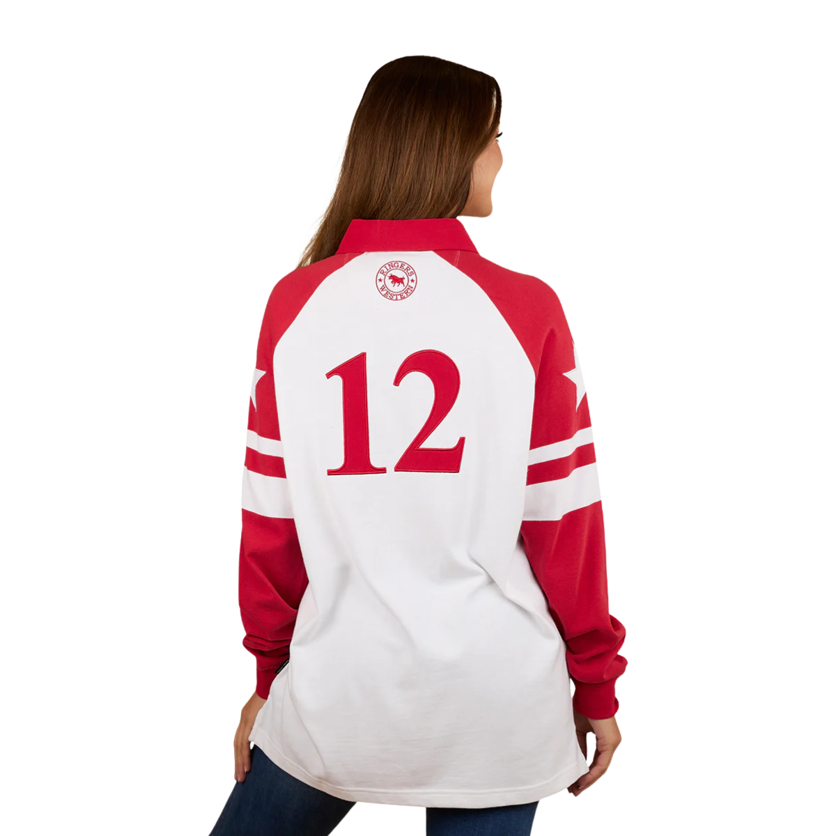 Ringers Western Womens Player Oversized Rugby (225079RW) White/Red