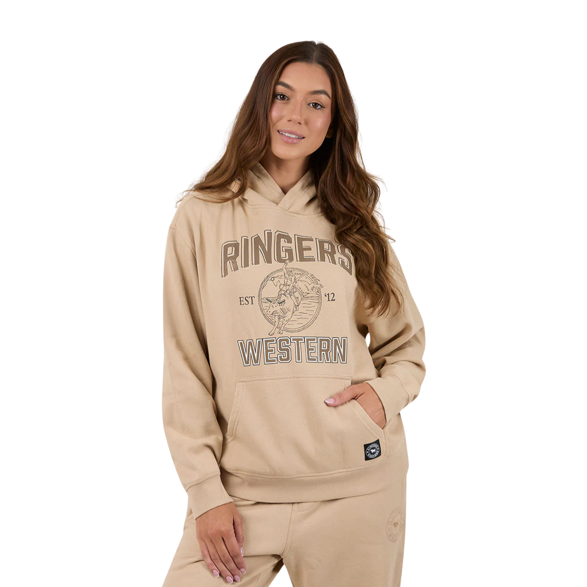 Ringers Western Womens RW College Oversized Pullover Hoodie (225037RW) Dark Sand