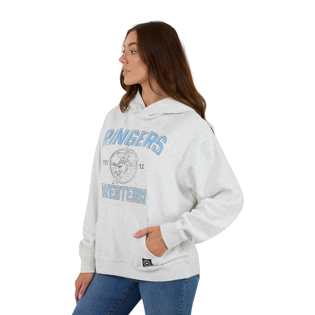 Ringers Western Womens RW College Oversized Pullover Hoodie (225037RW) Light Grey Marle